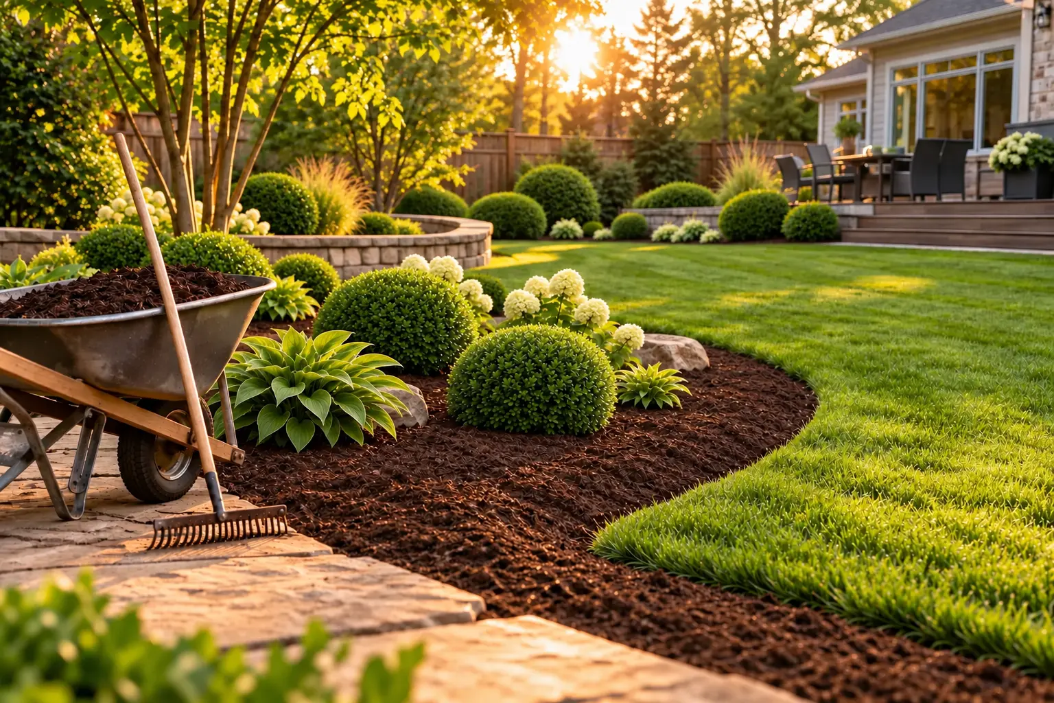 A refreshed backyard with renewed garden beds