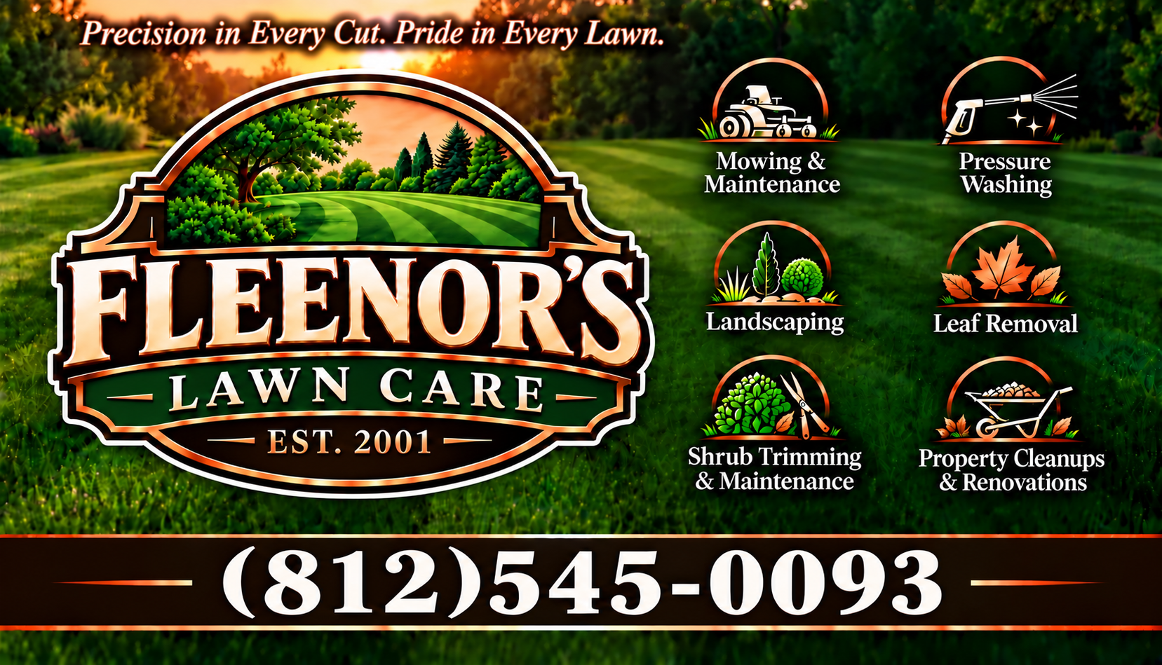 Fleenor’s Lawn Care services and contact card